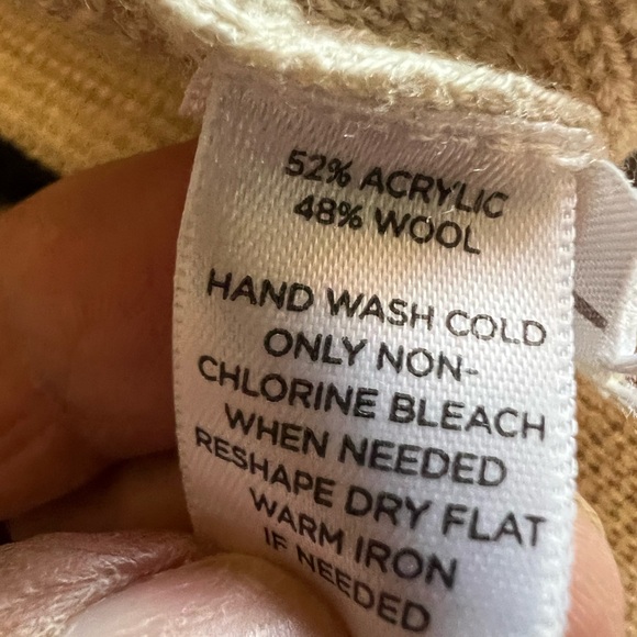 LOFT Black & Cream Striped Knit Midi Skirt Elastic Waist Size L - Picture 4 of 4